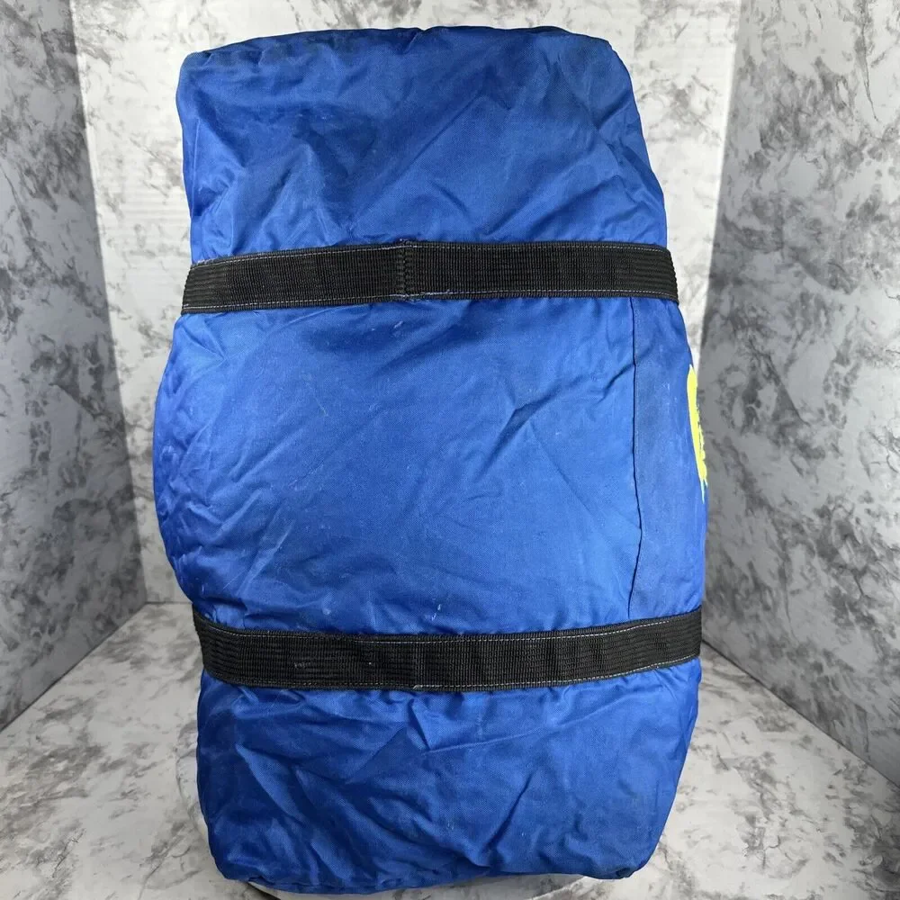 Vintage 80s Nike Gym Duffel Bag Blue Neon Green Nylon Canvas Crossbody Strap